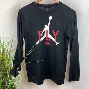 Nike Jordan Black Graphic Print FLY Long Sleeve Tee T Shirt XL